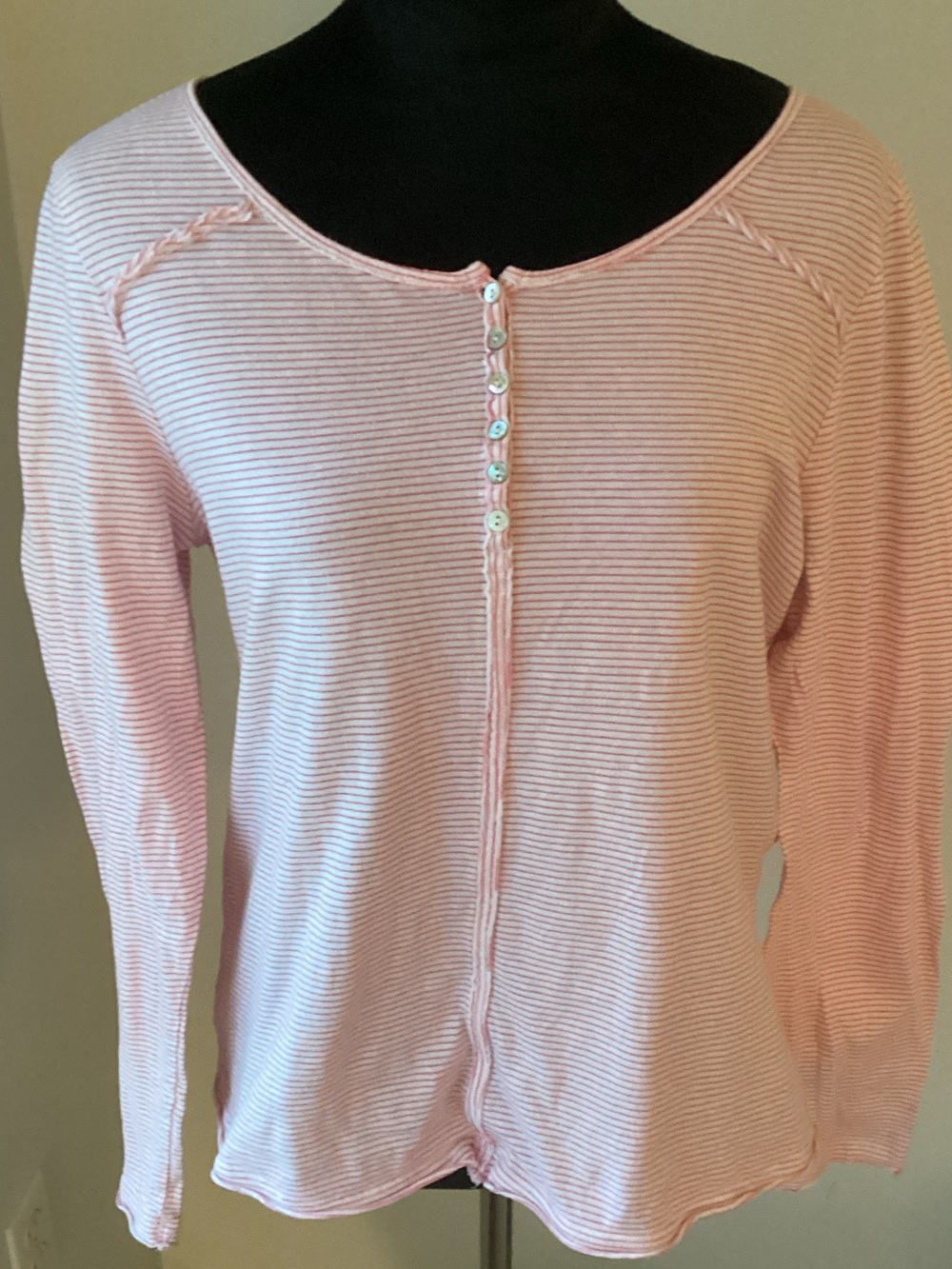 Sundance Striped Cotton Top with rolled hem detailing